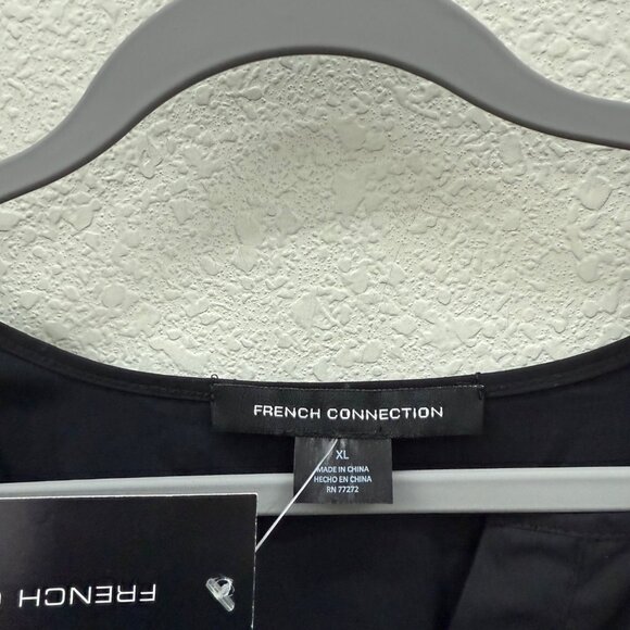 French Connection Black Floral Embroidered Dress w Pockets Womens size XL NEW - Picture 2 of 10